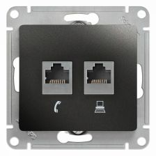 Розетка компьютерная Schneider Electric Glossa, RJ11 - категория 5е UTP, , RJ45, цвет: антрацит (GSL000785)