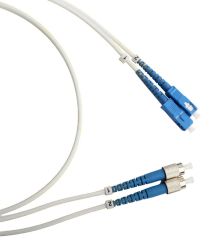 Комм. шнур оптический Hyperline, Duplex SC/FC (UPC), OS2 9/125, LSZH, 5м, Ø 2мм, синий хвостовик, цвет: белый