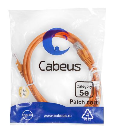 Шнур коммутационный Cabeus PC-UTP-RJ45-Cat.5e-1.5m-OR-LSZH
