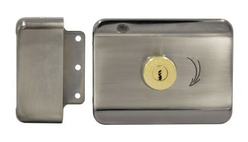 Электромеханический замок AccordTec, накладной, личинка и 5 ключей, AT-EL201A, цвет: сталь, (AT-02405)