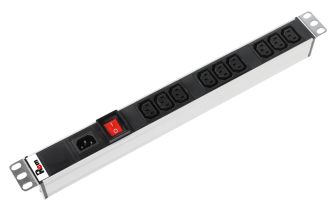 Блок силовых розеток Rem Rem-10, IEC 320 C13 х 9, вход IEC 320 C14, 45мм 10А, выключатель, серый, без шнура