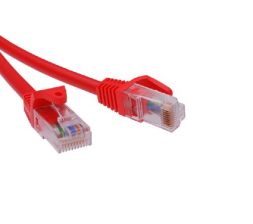 Шнур комм. DKC, кат. 5е, неэкр., U/UTP, RJ45/RJ45, LSZH, 1.5м, красный, гибкий, многожильный