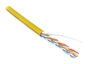 Кабель витая пара Hyperline, LSZH (нг(A)-HF), U/UTP, кат. 5е, проводник Ø 0,51мм, 305м, бухта, тип прокладки: внутри зданий, цвет: жёлтый