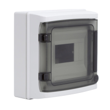 Щит электрический настенный DKC RAM base IP65, 1ряд. 8мод., с клеммным блоком, дверь: тонированное стекло, корпус: пластик, цвет: серый