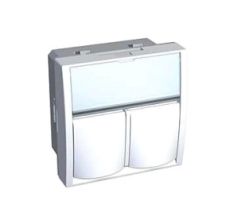 Лиц. панель розеточная Schneider Electric Actassi, 2х RJ45, 71х71 мм (ВхШ), плоская, внутренняя, шторки, цвет: белый (ALB45382)