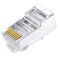 Разъём Hyperline PLEZ-8P8C-U-C5, RJ45(8p8c), кат. 5е, экр., для одножильного и многожильного кабеля, 100 шт, цвет: прозрачный