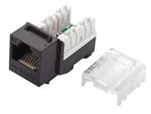 Модуль розеточный Eurolan, keystone, 1хRJ45, IDC 110, кат. 5е, неэкр., цвет: чёрный