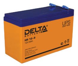 Аккумулятор для ИБП Delta Battery HR, 100х65х151 мм (ВхШхГ),  Необслуживаемый свинцово-кислотный,  12V/9 Ач, цвет: оранжевый, (HR 12-9)