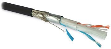 (Архив)Кабель интерфейсный промышленный Hyperline, четырехслойный экран Duobond IV, 2 пар., кат. 5е, PVC, Ø 10,3мм, универсальный, проводник проволока