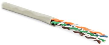 Кабель витая пара Hyperline, LSZH (нг(A)-HF), U/UTP, кат. 5е, проводник Ø 0,61мм, 100м, бухта, тип прокладки: внутри зданий, цвет: белый, многожильный