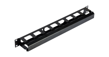 Организатор комм. шнуров Nikomax, 19", 1HU, 44,5х482х70 мм (ВхШхГ), горизонтальный, цвет: чёрный, (глубина колец 58 мм) 