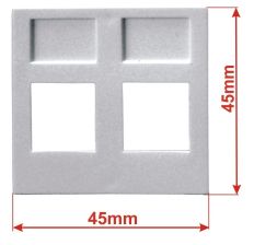Вставка в розеточную панель Lanmaster, 2х keystone, 45х45 мм (ВхШ), плоская, шторки, с площадкой для маркировки, цвет: белый (LAN-SIP-24N-WH)