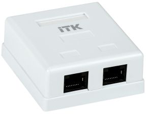 Розетка в сборе ITK, 2x RJ45(8P8C), кат. 5е, неэкр., для настенного монтажа, упаковка: 1 шт, цвет: белый, (CS2-1C5EU-22)