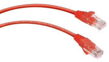Шнур комм. Cabeus, кат. 5е, неэкр., U/UTP, RJ45/RJ45, PVC, AWG24, 0.3м, красный