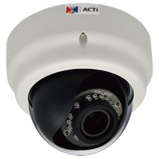 (Архив)Сетевая IP видеокамера ACTi, купольная, помещение, 1280x720, 30к/с, цв:0,1лк, об-в:встроенный f=2.8-12мм/F1.4мм, D64