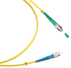 Комм. шнур оптический Cabeus Tight Buffer, Simplex FC/FC (UPC/APC), OS2 9/125, LSZH, 20м, Ø 3мм, синий хвостовик, цвет: жёлтый