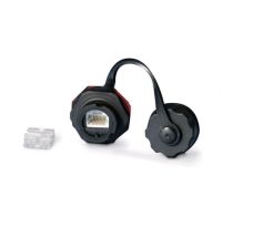 Модуль розеточный Hyperline, keystone, 1хRJ45, 180°, кат. 5е, неэкр., цвет: чёрный