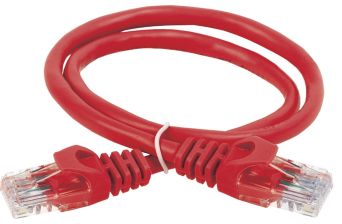 Шнур комм. ITK, кат. 5е, неэкр., U/UTP, RJ45/RJ45, PVC, 2м, красный
