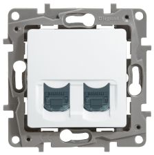 Розетка информационная Legrand Etika, 2x RJ45, кат. 6, неэкр., внутренняя, цвет: белый, (LEG.672254)