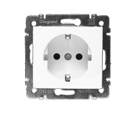 Розетка электрическая Legrand Valena, 2к+З, 16А, внутренняя, 58х51 мм (ВхШ), цвет: белый, винтовые зажимы (774420)