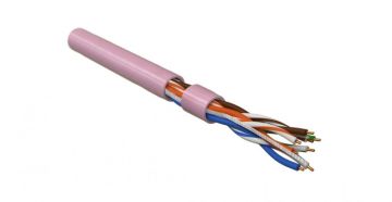Кабель витая пара Hyperline UUTP4-C5E-S24-IN-LSZH, LSZH (нг(A)-HF), U/UTP, кат. 5е, проводник Ø 0,51мм, 305м, тип прокладки: внутри зданий, цвет: розо
