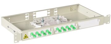(Архив)Комм. панель ВО Связьстройдеталь ШКОС-Л, 1HU,  FC/D/APC, FC/APC , невыдвижная, прямая, цвет: светло-серый, 2 кабельных ввода