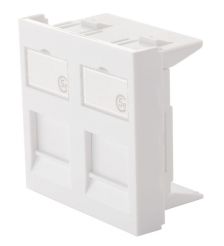 Адаптер Eurolan, 2х keystone, 45х45 мм (ВхШ), шторки, цвет: белый (16H-45-03WT)