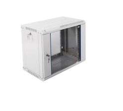 Шкаф телекоммуникационный настенный ЦМО ШРН-Э, 19", 9U, 476х600х350 мм (ВхШхГ), дверь: стекло, разборный, цвет: серый