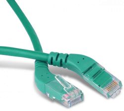 Шнур комм. угловой Hyperline, кат. 6, неэкр., U/UTP, RJ45/RJ45, LSZH, AWG24 5м, зелёный, левый/левый 45°