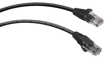 Шнур комм. Cabeus, кат. 5е, неэкр., U/UTP, RJ45/RJ45, PVC, AWG24, 3м, чёрный