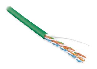 Кабель витая пара Hyperline, LSZH (нг(A)-HF), U/UTP, кат. 5е, проводник Ø 0,51мм, 305м, бухта, тип прокладки: внутри зданий, цвет: зелёный