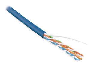 Кабель витая пара Hyperline, LSZH (нг(A)-HF), U/UTP, кат. 5е, проводник Ø 0,51мм, 100м, бухта, тип прокладки: внутри зданий, цвет: синий