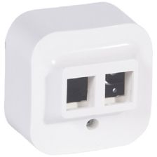 Розетка информационная Legrand Quteo, 2x RJ45, кат. 5е-6a, 2 модуля, 65х25 мм (ВхШ), цвет: белый, (LEG.782226)