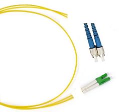 Комм. шнур оптический Cabeus Tight Buffer, Duplex LC/FC (APC/UPC), OS2 9/125, LSZH, 25м, Ø 3мм, синий хвостовик, цвет: жёлтый