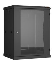 Шкаф телекоммуникационный настенный TLK Classic II, 19", 15U, 770х600х450 мм (ВхШхГ), дверь: стекло, разборный, цвет: чёрный
