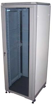 Шкаф телекоммуникационный напольный TWT ECO, IP20, 42U, 2080х600х600 мм (ВхШхГ), дверь: стекло, боковая панель: сплошная съемная, разборный, цвет: сер