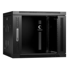 Шкаф телекоммуникационный настенный Cabeus SH-05F, 19", 9U, 501х600х350 мм (ВхШхГ), дверь: стекло, сварной, цвет: чёрный