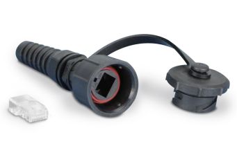 Разъём Hyperline PLUG-IE-8P8C-P-C5, RJ45(8p8c), кат. 5е, экр., для кабеля, цвет: чёрный