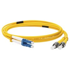 Комм. шнур оптический Lanmaster, Duplex ST/LC (UPC/UPC), OS2 9/125, LSZH, 15м, синий хвостовик, цвет: жёлтый