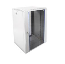 Шкаф телекоммуникационный настенный ЦМО ШРН-Э, 19", 18U, 878х600х520 мм (ВхШхГ), дверь: стекло, разборный, цвет: серый