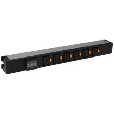 Блок силовых розеток Legrand, IEC 60320 С19 х 6, вход IEC 60320, для шкафов 16А, с амперметром, чёрный