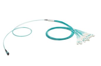 Сборка кабельная Eurolan разветвительная, MTP/LC, OM3 50/125, LSZH (нг(A)-HF), 50м, Ø 3,6мм, бирюзовый  хвостовик, цвет: бирюзовый