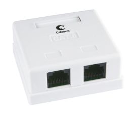 Розетка в сборе Cabeus, 2x RJ45(8P8C), кат. 6, неэкр., внешняя, цвет: белый, (WS-8P8C-Cat.6-2)