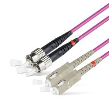 Комм. шнур оптический Hyperline, Duplex SC/ST, OM4 50/125, LSZH, 20м, Ø 2мм, серый хвостовик, цвет: маджента