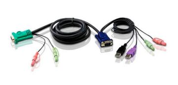 (Архив)Шнур ввода/вывода Aten, USB (Type A), 3 м, с интерфейсом передачи звука, (2L-5303UU)