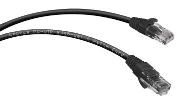 Шнур комм. Cabeus, кат. 6, неэкр., U/UTP, RJ45/RJ45, PVC, AWG24, 2м, чёрный
