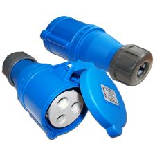 Вилка силовая Lanmaster, вилка IEC 309 16A 2P+E, 32А, для кабеля, вход мама, цвет: синий