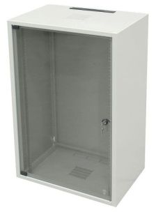 (Архив)Шкаф телекоммуникационный настенный Zpas SJ, 19", 18U, 871х600х600 мм (ВхШхГ), дверь: стекло, сварной, цвет: серый
