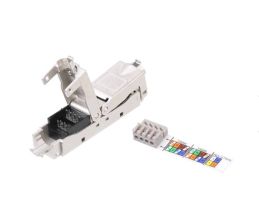 Проходной адаптер (coupler) Hyperline CA3-IDC, RJ45, keystone, кат. 6A, экр., цвет: серебристый, IDC