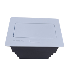 Розеточный блок Eurolan, пластик, выдвижной, с кнопкой, 97х123х170 мм (ВхШхД), модулей: 4, настольный, цвет: белый